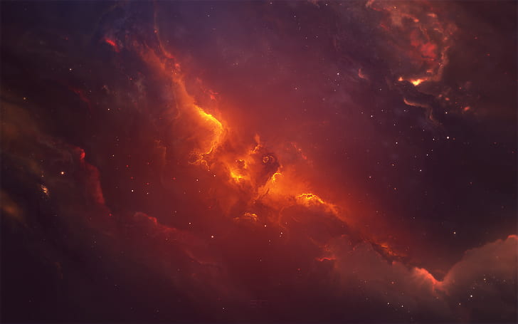 space, dark phoenix, orange, nebula, universe, HD wallpaper