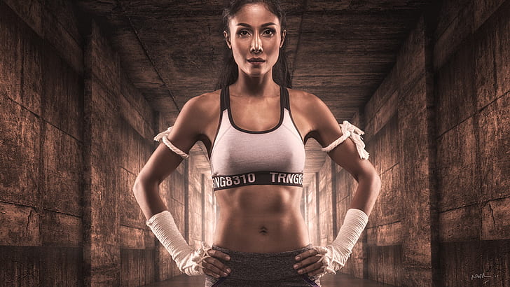 girl, style, sport, Muay Thai, HD wallpaper