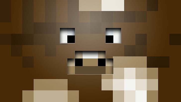 Minecraft pixel wallpaper, Minecraft, cow, brown, video games, HD wallpaper