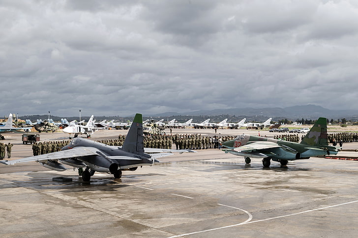 avions, hélicoptères, Syrie, Su-24M, Visioconférence Russie, Su-25SM, Fond d'écran HD