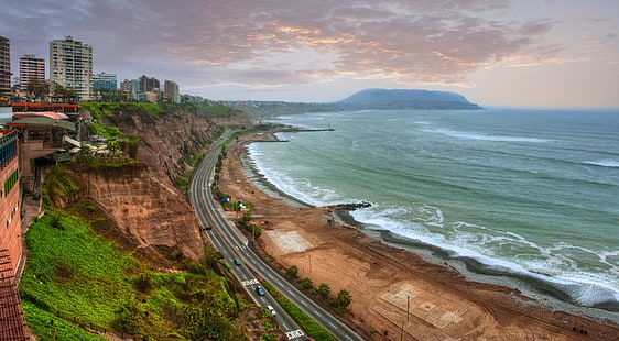 Städer, Lima, stad, kust, hav, Peru, väg, Santa Cruz, HD tapet HD wallpaper