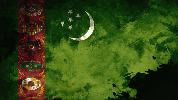 turkmenistan, grunge, flaga, Tapety HD