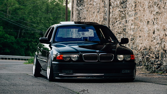 BMW 325i hitam, BMW, kuda-kuda, E38, Wallpaper HD HD wallpaper