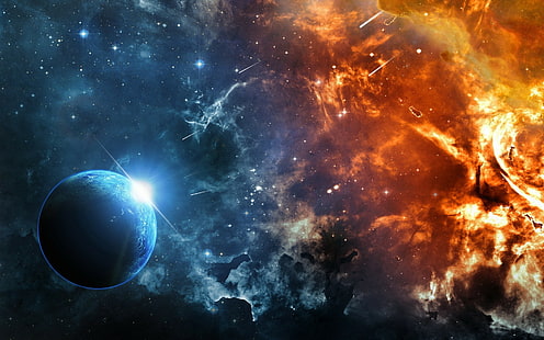 espaço fogo gelo planeta supernova, HD papel de parede HD wallpaper
