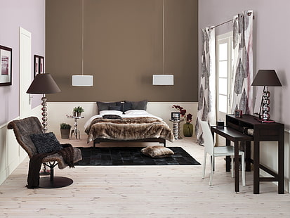 Интериорен дизайн, уютна спалня, Интериор, Дизайн, Уютен, Спалня, HD тапет HD wallpaper
