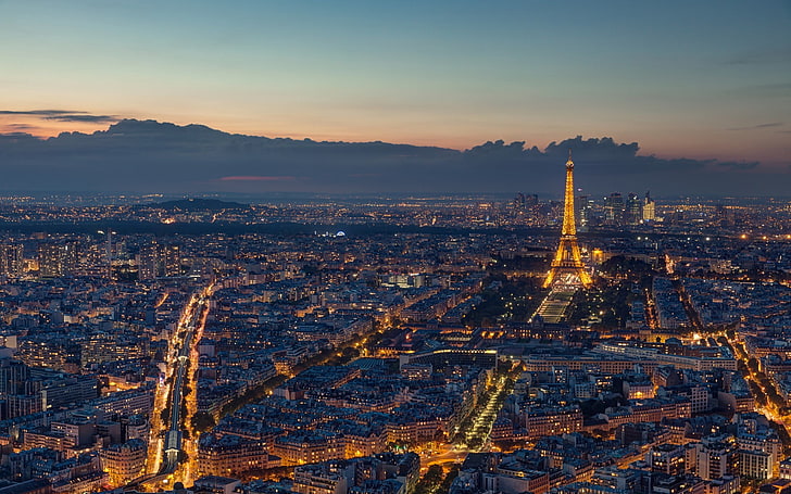 Tour Eiffel, Paris, paysage urbain, Paris, bâtiment, France, Tour Eiffel, lumières, Fond d'écran HD