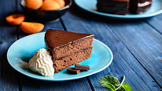 шоколад, десерт, сладкиши, торта, бита сметана, сметана, HD тапет HD wallpaper