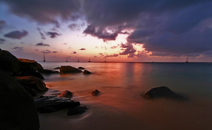 fotografía, naturaleza, paisaje, agua, mar, costa, roca, Fondo de pantalla HD
