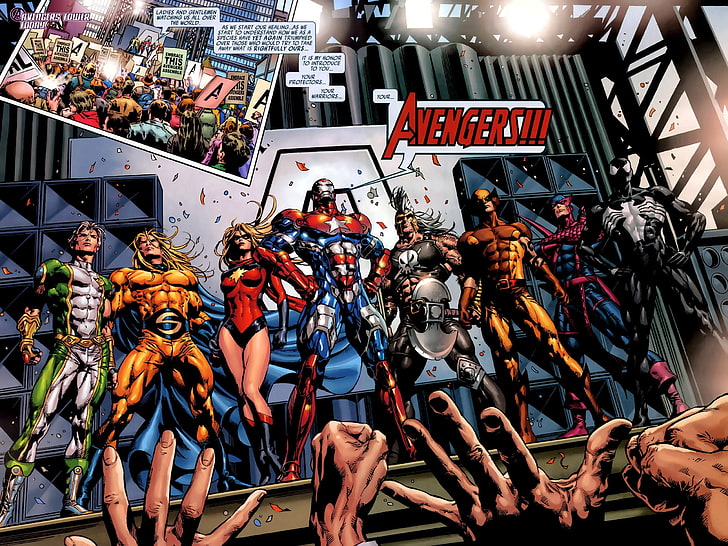 Poster Marvel Avenger, Marvel Comics, komik, karya seni, The Avengers, Wallpaper HD
