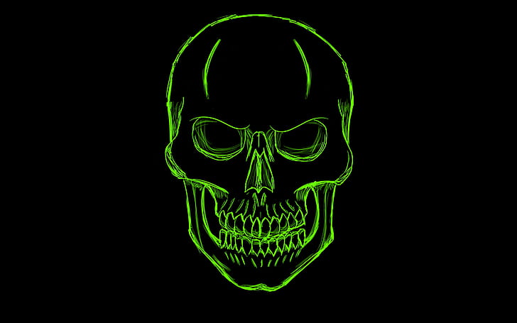 vert, crâne, minimalisme, tête, squelette, saké, Fond d'écran HD