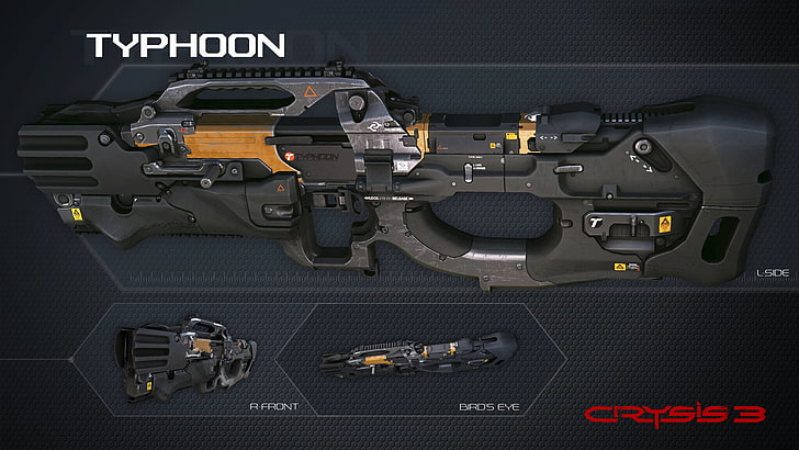 svart Typhoon Crysis 3-gevär, videospel, Crysis, Crysis 3, vapen, HD tapet