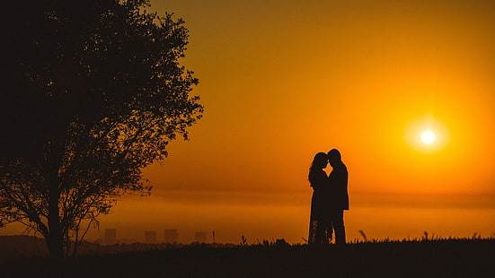 Couple Romantic Sunset 5K, sunset, Romantic, Couple, HD wallpaper HD wallpaper