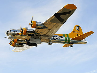 B17 Flying Fortress - Fuddy Duddy, Fuddy, avião, segunda guerra mundial, avião, clássico, boeing, b-17, antiguidade, bombardeiro, mundo, fortaleza, voando, HD papel de parede HD wallpaper