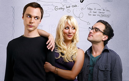 Séries télévisées, The Big Bang Theory, Jim Parsons, Johnny Galecki, Kaley Cuoco, Leonard Hofstadter, Penny (The Big Bang Theory), Sheldon Cooper, Fond d'écran HD HD wallpaper