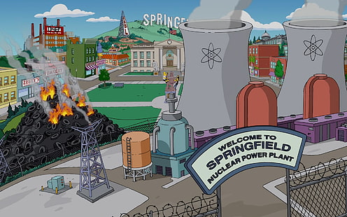 jądrowa, elektrownie, energia, Simpsonowie, Springfield, Tapety HD HD wallpaper
