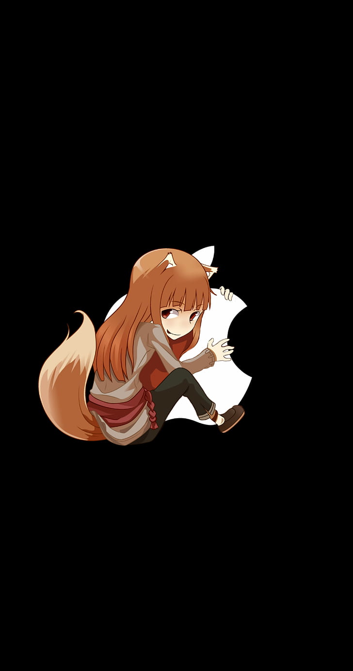 anak perempuan anime, amoled, Spice and Wolf, Apple Inc., Holo, Wallpaper HD, wallpaper seluler