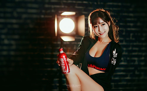 Asiática, modelo, Coca-Cola, decote, Choi Seul GI, HD papel de parede HD wallpaper