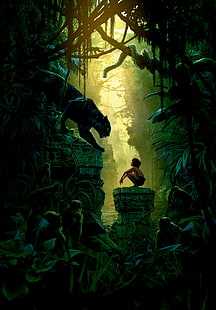 Bagheera, Mowgli, Libro de la selva, Fondo de pantalla HD HD wallpaper