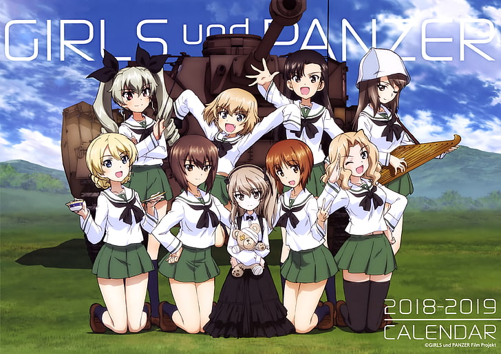 Kızlar ve Panzer, Darjeeling, Katyusha (Kızlar ve Panzer), Hamsi (Kızlar ve Panzer), Nishizumi Maho, Nishizumi Miho, Kay (Kızlar ve Panzer), tank, panzer IV, anime kızlar, HD masaüstü duvar kağıdı