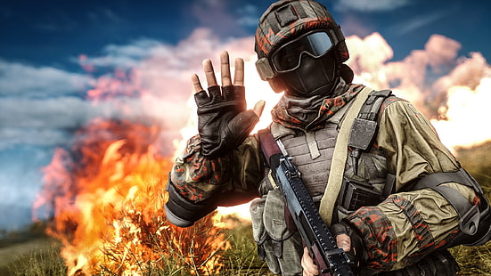 солдатские обои, Battlefield 4, солдаты, экипировка, шлем, арт, HD обои HD wallpaper