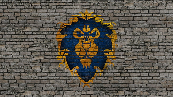 видео игри син свят на warcraft сиви камъни злато сив mmorpg лъвове тухлена стена съюз вариан wry видео игри World of Warcraft HD изкуство, синьо, видео игри, HD тапет
