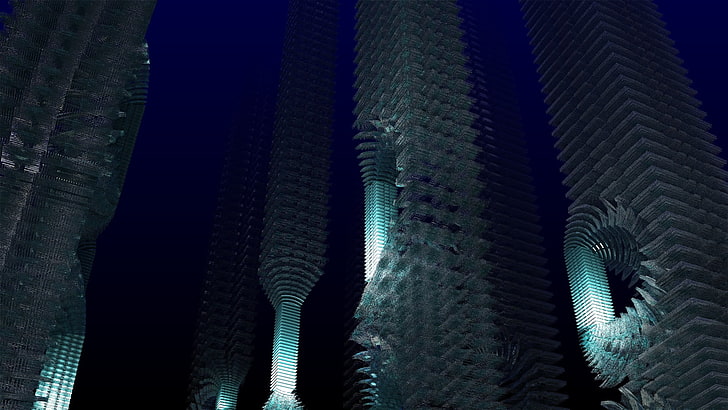 abstract, CGI, blue, skyscraper, HD wallpaper