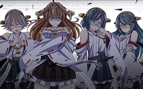 Kantai Collection, Anime, Anime Mädchen, Haruna (KanColle), Hiei (KanColle), Kirishima (KanColle), Kongou (KanColle), HD-Hintergrundbild HD wallpaper