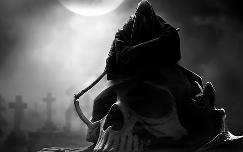 death, arist, grim reaper, skull, HD wallpaper HD wallpaper