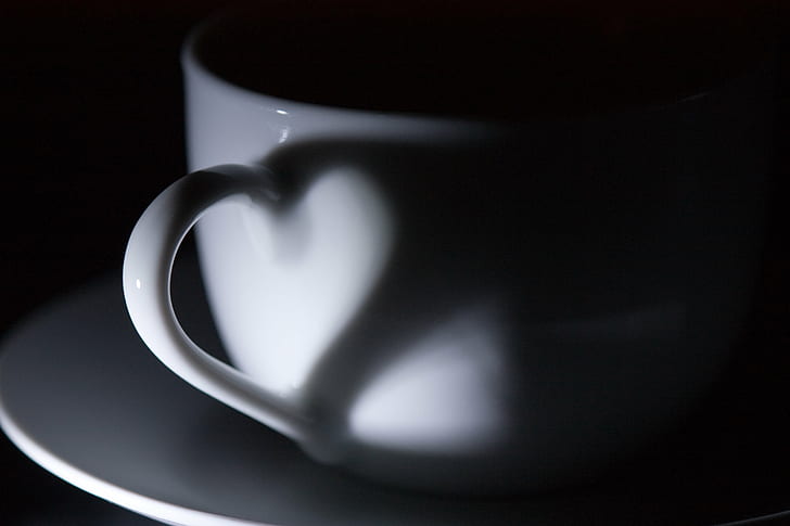 white ceramic coffee mug with heart handle shadow, I love, white, ceramic, coffee mug, handle, Tasse, Schatten, Herz, Dunkel, Cup, shadow  hearts, Saucer, Dark, gear, bronze, silver, me  my, premium, gold, me, platinum, Foto, Photo, Photography, Creative Commons, Creative  Commons, CC, Licence, Dennis, Bild, Picture, drink, black Color, heat - Temperature, HD wallpaper