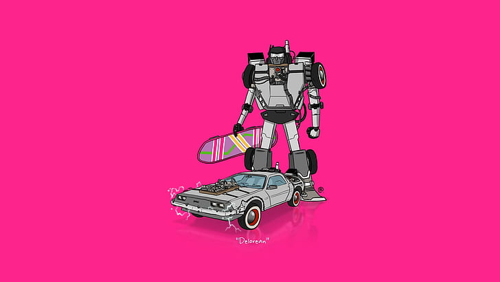 samochód, Powrót do przyszłości, minimalizm, DeLorean, Transformers, Tapety HD