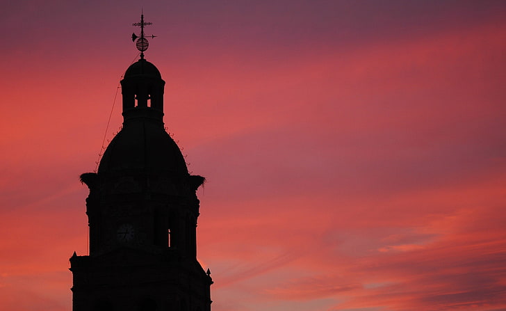 fotografia, budowla, kościół, architektura, zachód słońca, krzyż, Tapety HD