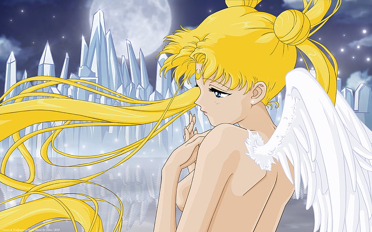 Sailormoon digital wallpaper, wings, angel, serenity, sailor moon, Usagi Tsukino, HD wallpaper