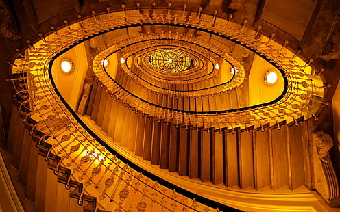 Escaleras de madera, escalera de caracol, fotografía, 2560x1600, espiral, madera, escalera, Fondo de pantalla HD HD wallpaper