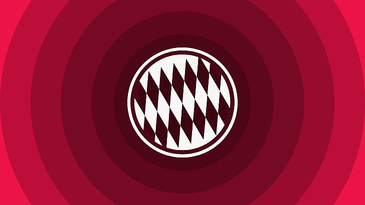 شعار FC Bayern Munich Minimal ، رسم باللونين الأبيض والمارون، خلفية HD