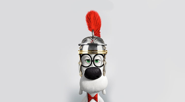 Tn. Peabody Dog Tn. Peabody & Sherman Movie, anjing putih mengenakan topi logam, Kartun, Lainnya, Komik, Film, kartun, Mister, fiksi ilmiah, Animasi, 2014, Peabody, Ty Burrell, penemu, Wallpaper HD