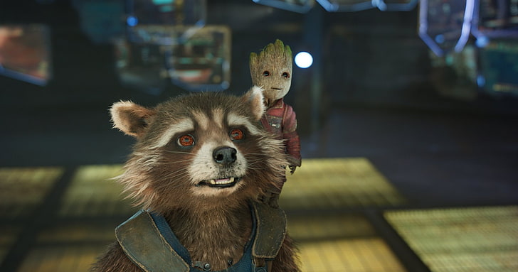 Movie, Guardians of the Galaxy Vol. 2, Baby Groot, Rocket Raccoon, HD wallpaper