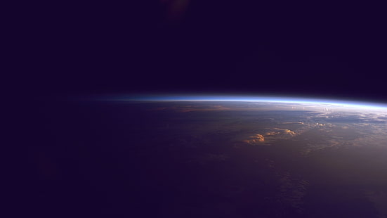 cielo negro, tierra, espacio, atmósfera, planeta, arte espacial, Fondo de pantalla HD HD wallpaper
