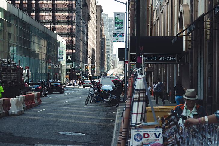 moto standard noir, photographie, urbain, New York City, état de New York, USA, ville, Fond d'écran HD