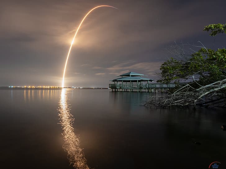 SpaceX, starlink, v22, peluncur roket, Wallpaper HD