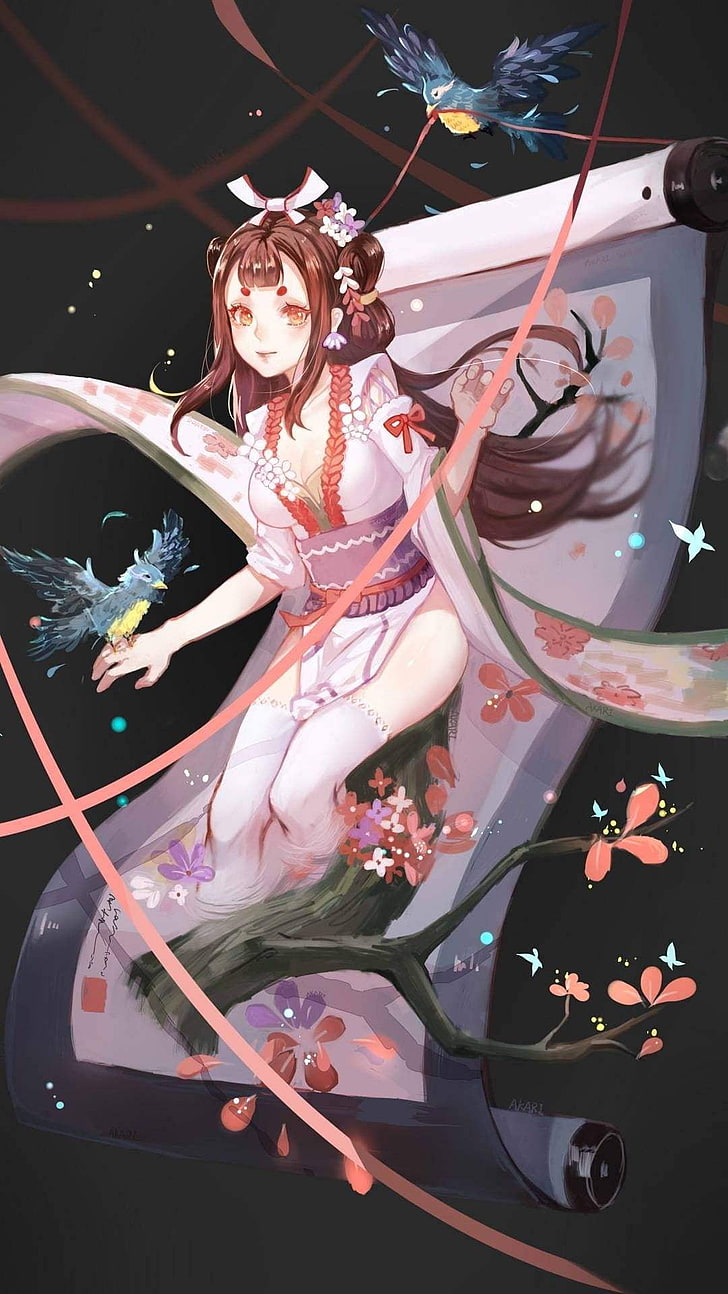 Anime Mädchen, Onmyoji, Kimono, HD-Hintergrundbild, Handy-Hintergrundbild