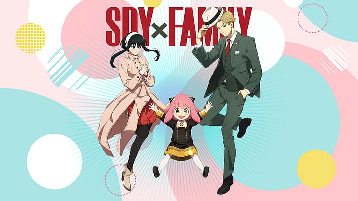 Spy x Family, Anya Forger, Loid Forger, Yor Forger, leende, cirkel, HD tapet