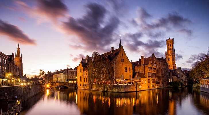 panorama, Belgium, Bruges, HD wallpaper