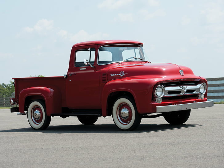 1956, cab, custom, f 100, f100, ford, pickup, retro, HD wallpaper
