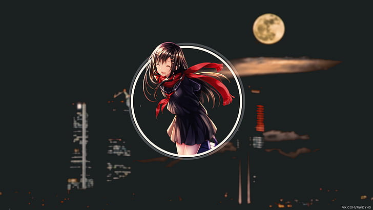 anime, anime girls, noite, projeto Kagerou, Tateyama Ayano, picture-in-picture, HD papel de parede