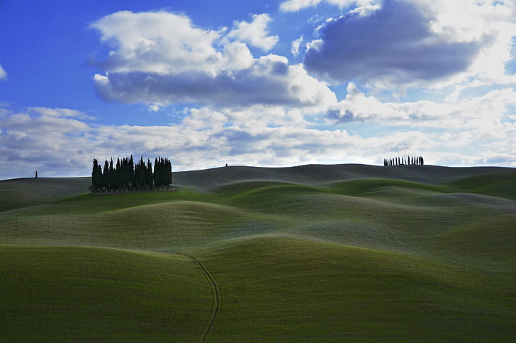 photo of grassy hills, val d'orcia, san quirico d'orcia, val d'orcia, san quirico d'orcia, Winter, Val d'Orcia, San Quirico d'Orcia, EXPLORE, photo, grassy, landscape, clouds, toscana, tuscany, italy, italia, siena, colline, campagna, nikon d7100, nikon  d7100, cypress, val  d'orcia, unesco, rolling hills, cypress Tree, rural Scene, nature, field, agriculture, italian Cypress, siena Province, sky, hill, scenics, farm, outdoors, meadow, HD wallpaper