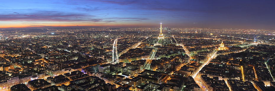 Paryż, miasto, francja, noc, światła, światła miasta, panorama, wieża Eiffla, paryż, miasto, francja, noc, światła, światła miasta, panorama, wieża eiffla, Tapety HD HD wallpaper
