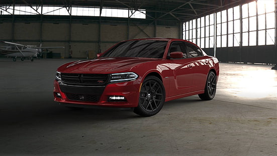 Dodge, Dodge Charger, auto, muscle cars, autos rojos, vehículos, aviones, Fondo de pantalla HD HD wallpaper