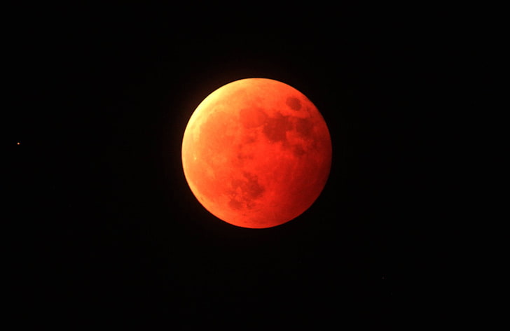 الأرض والقمر والقمر الدموي والبرتقالي، خلفية HD
