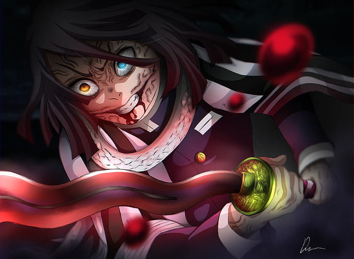 Anime, Demon Slayer: Kimetsu no Yaiba, Heterochromia, Obanai Iguro, HD wallpaper