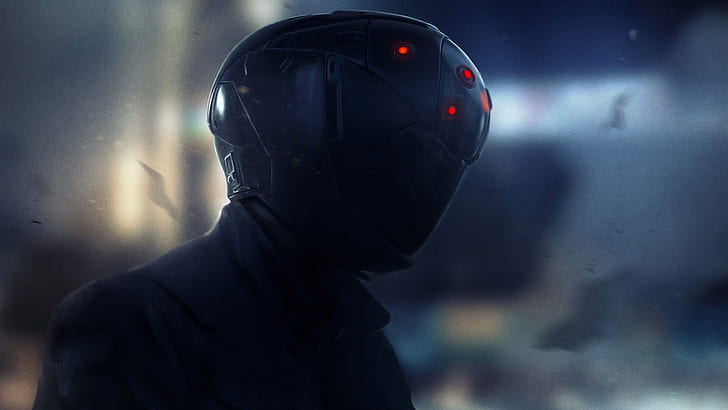 киберпанк, футуристический, шлем, научная фантастика, HD обои